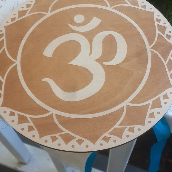 OM CRYSTAL GRID OF ETCHED WOOD!!! Handmade! - Picture 2 of 8